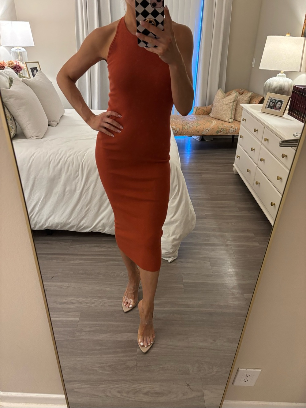 A.L.C. Marc Rib Knit Racerback Midi Dress - Rust XS